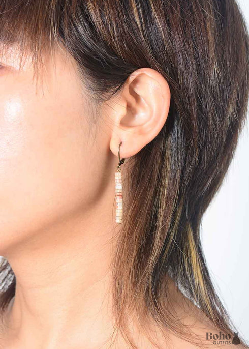 Boho Earrings, Dangle Earrings, Vintage Natural Stone Blue